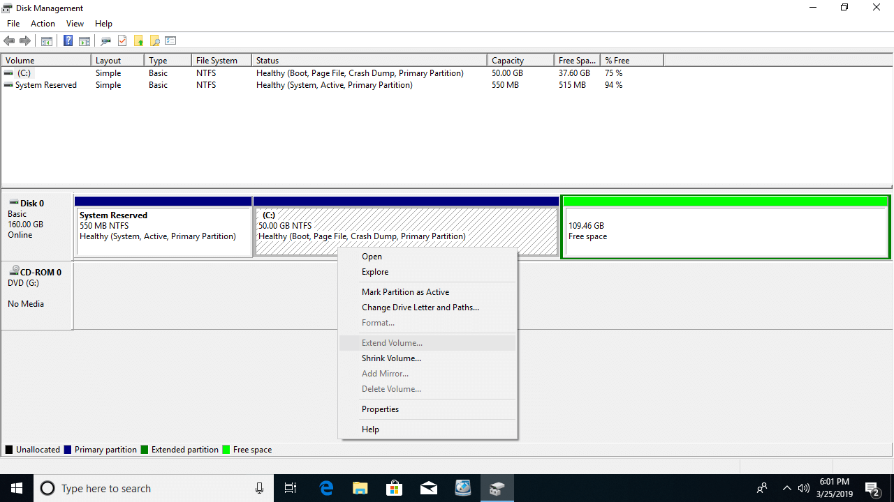 Extend Primary Partition Windows 10